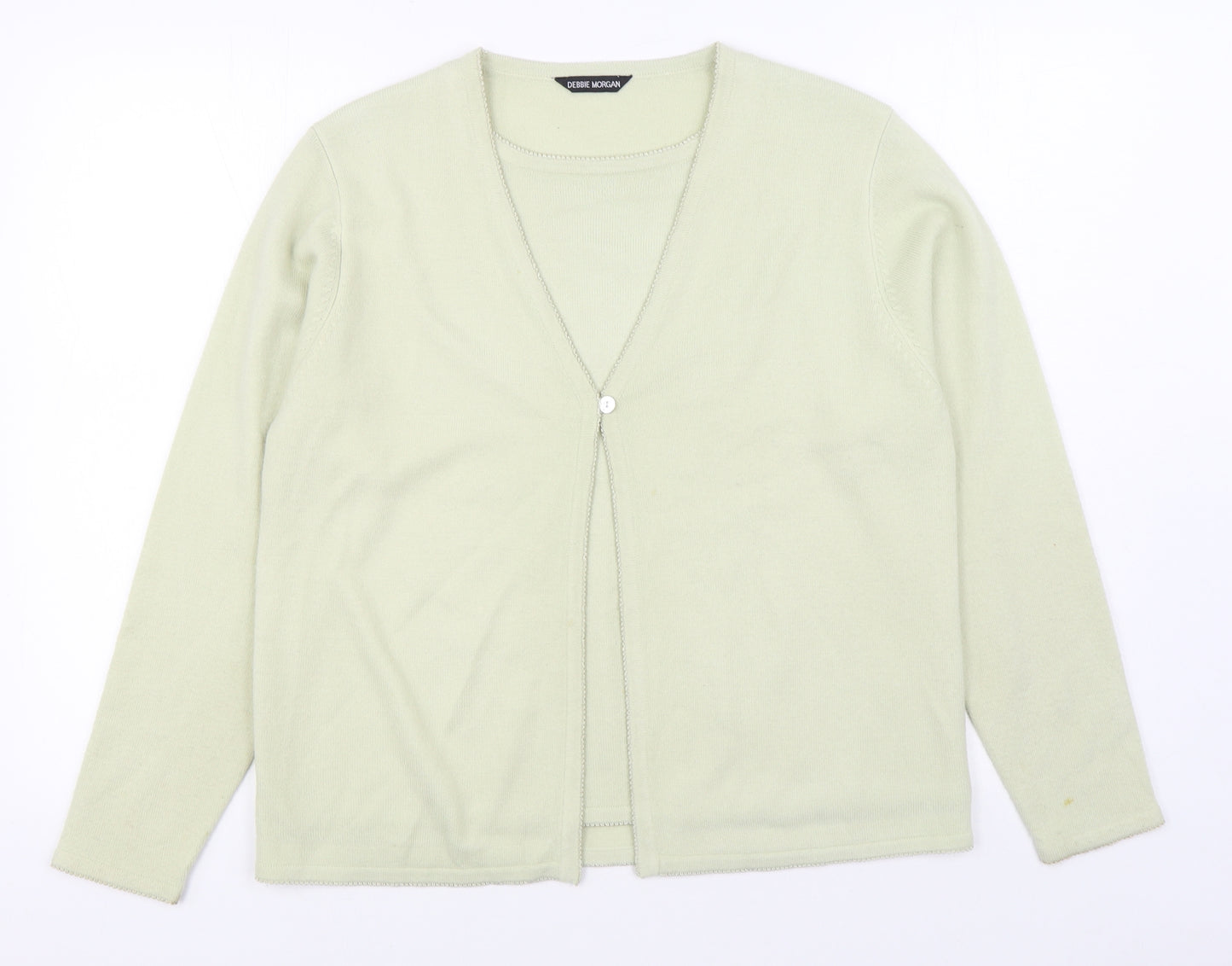 Debbie Morgan Womens Beige V-Neck  Acrylic Cardigan Jumper Size S