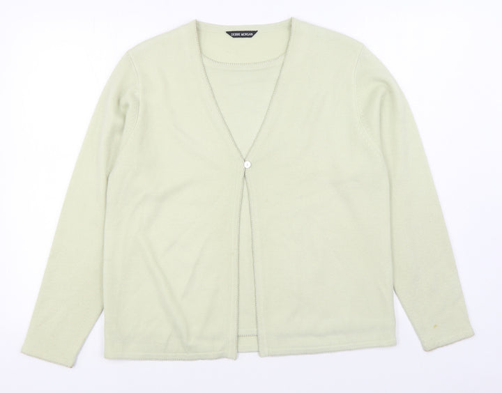 Debbie Morgan Womens Beige V-Neck  Acrylic Cardigan Jumper Size S