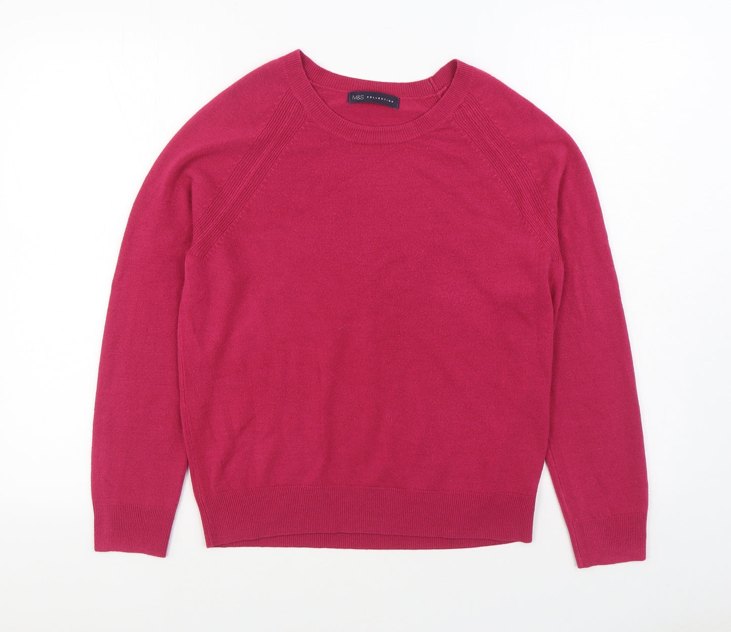 Marks and Spencer   Womens Pink Round Neck  Acrylic Pullover Jumper Size 12
