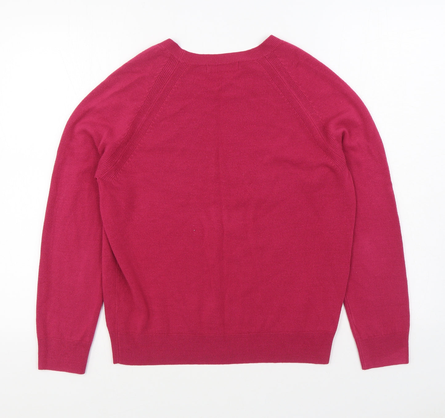 Marks and Spencer   Womens Pink Round Neck  Acrylic Pullover Jumper Size 12