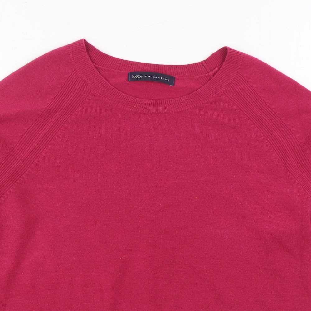 Marks and Spencer   Womens Pink Round Neck  Acrylic Pullover Jumper Size 12