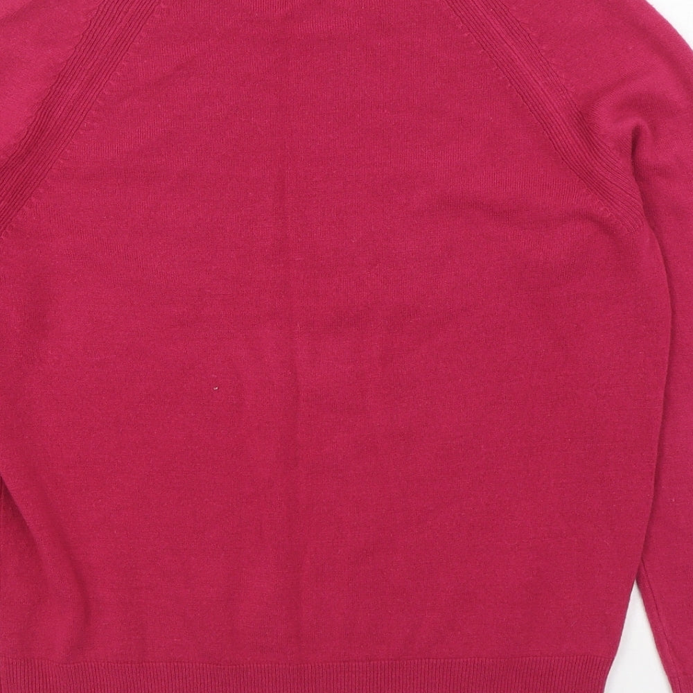 Marks and Spencer   Womens Pink Round Neck  Acrylic Pullover Jumper Size 12