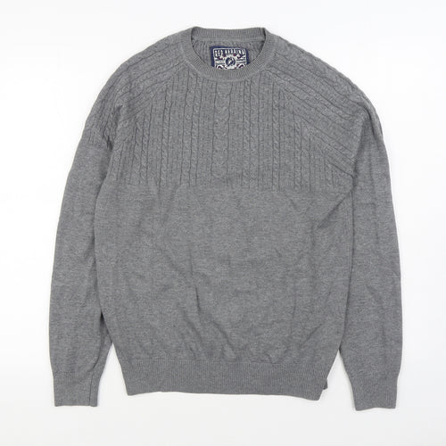 Red Herring Mens Grey Round Neck  Acrylic Pullover Jumper Size S