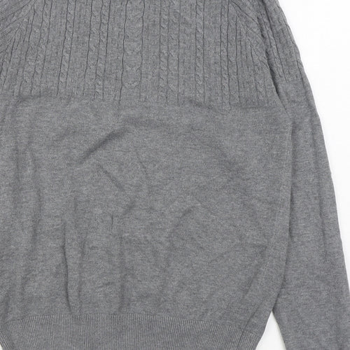 Red Herring Mens Grey Round Neck  Acrylic Pullover Jumper Size S