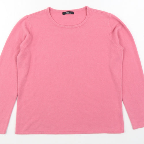 Bm Collection Womens Pink Round Neck  Acrylic Pullover Jumper Size M