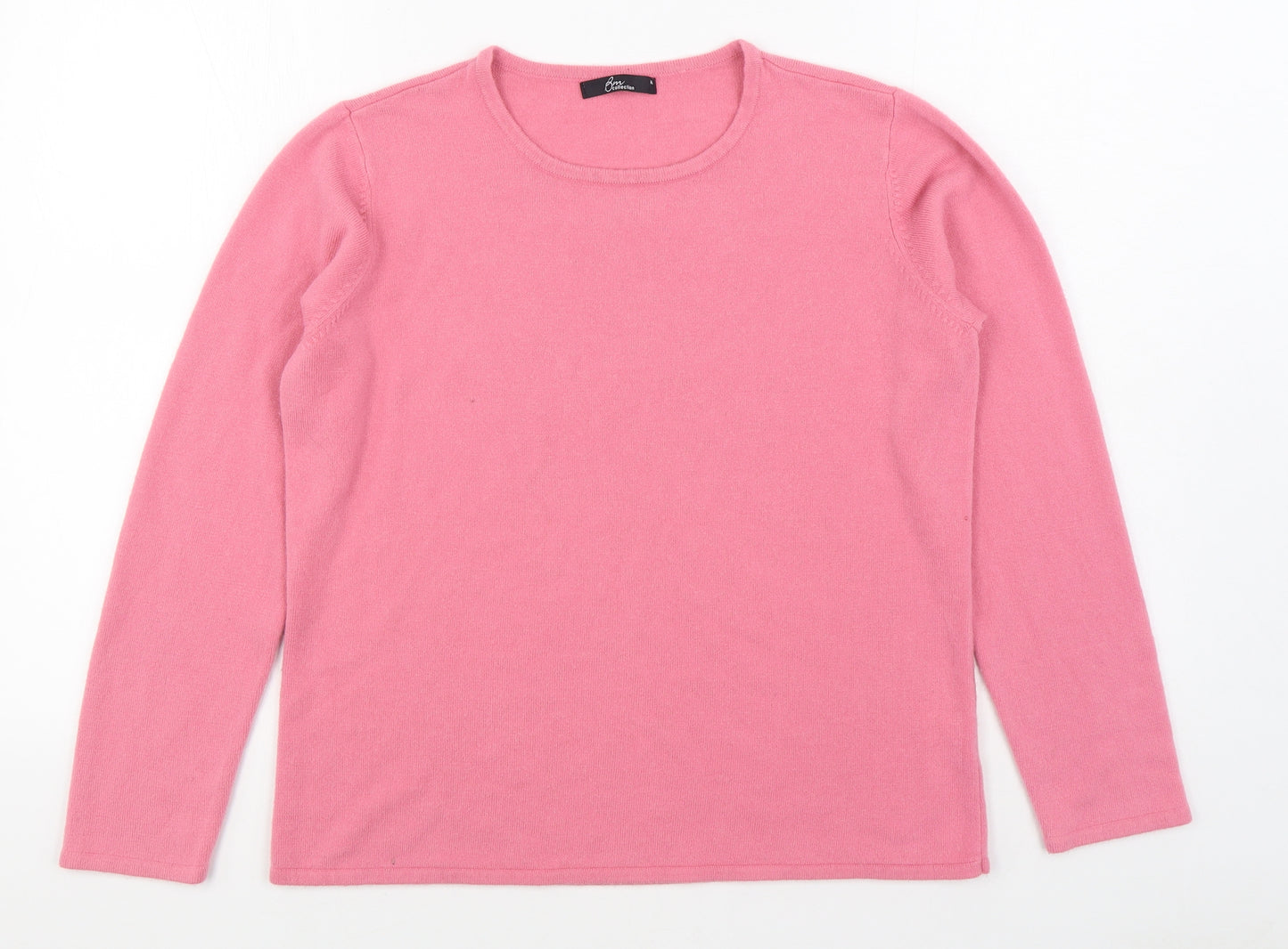 Bm Collection Womens Pink Round Neck  Acrylic Pullover Jumper Size M