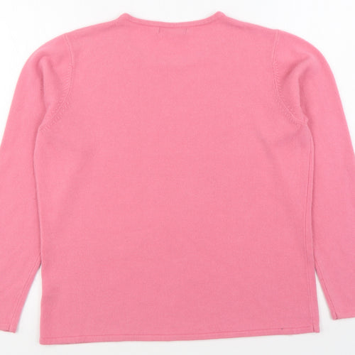Bm Collection Womens Pink Round Neck  Acrylic Pullover Jumper Size M