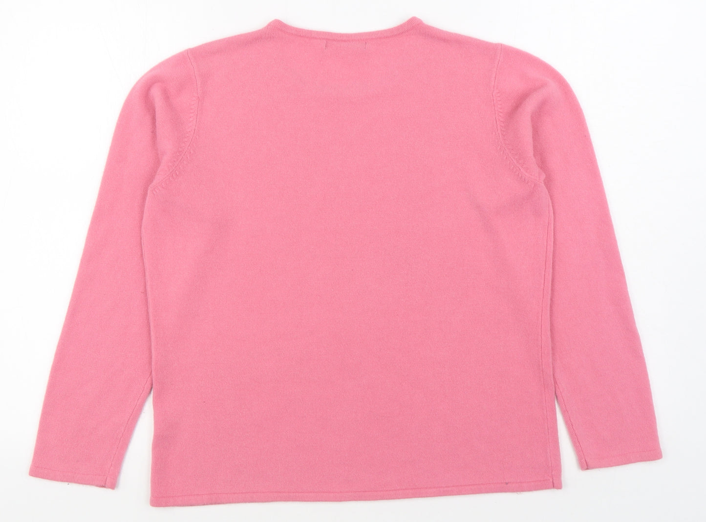 Bm Collection Womens Pink Round Neck  Acrylic Pullover Jumper Size M