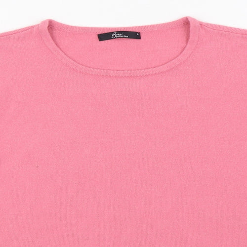 Bm Collection Womens Pink Round Neck  Acrylic Pullover Jumper Size M