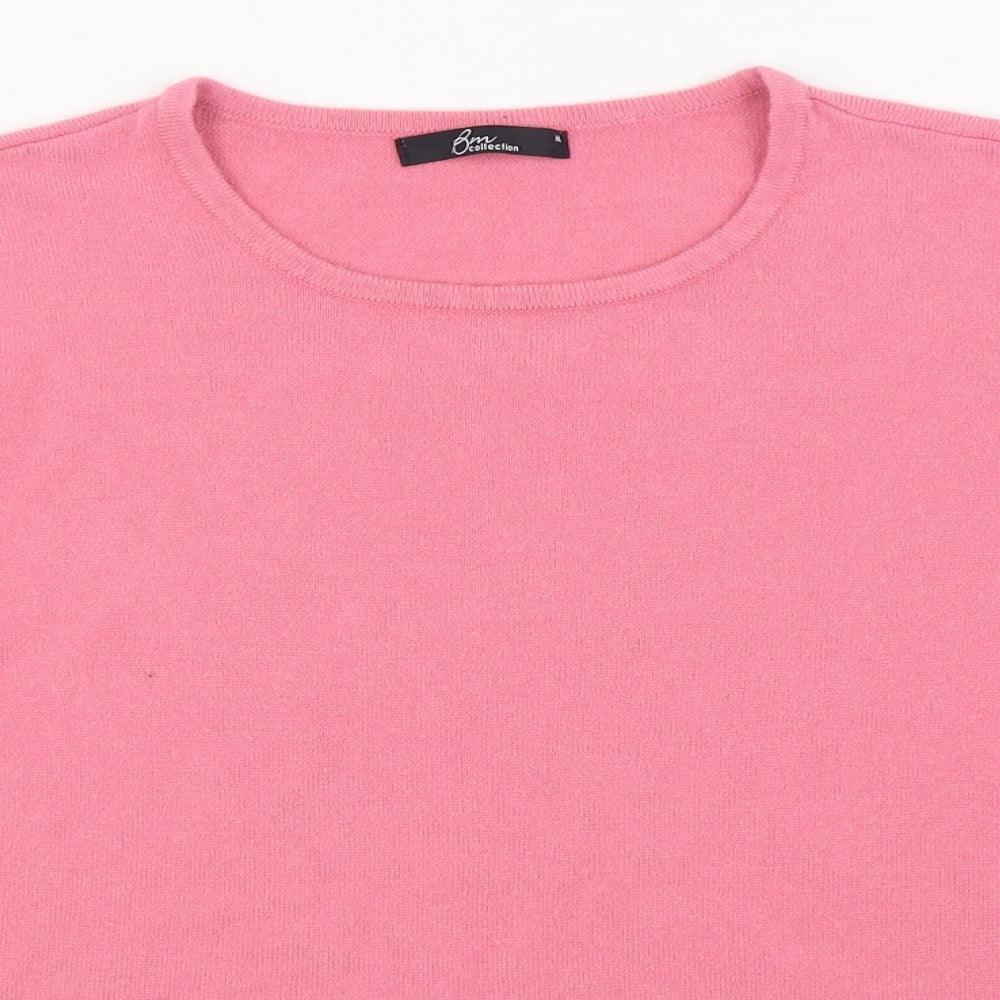 Bm Collection Womens Pink Round Neck  Acrylic Pullover Jumper Size M