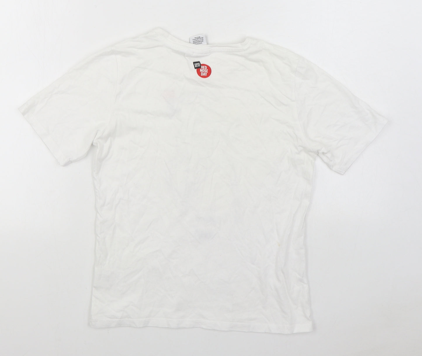 Comic Relief Girls White  100% Cotton Basic T-Shirt Size 11-12 Years Round Neck Pullover - Disney