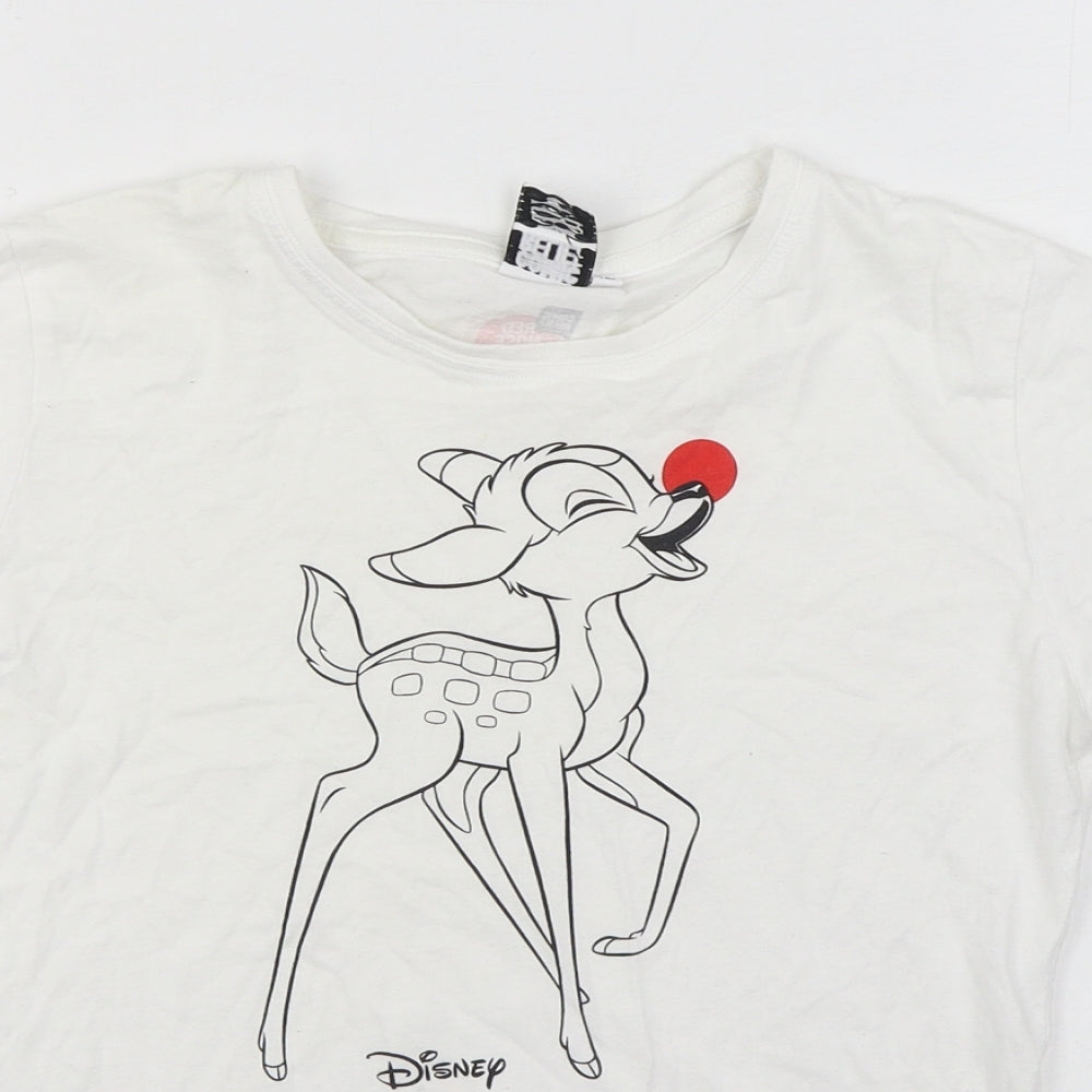 Comic Relief Girls White  100% Cotton Basic T-Shirt Size 11-12 Years Round Neck Pullover - Disney