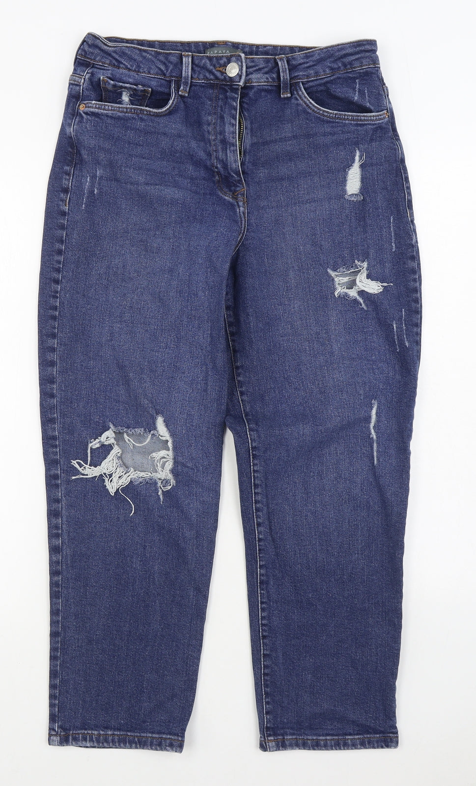Papaya Womens Blue  Cotton Straight Jeans Size 12 L26 in Regular Zip