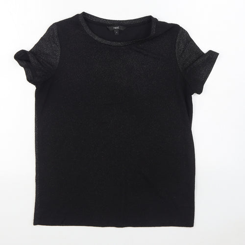 NEXT Womens Black  Polyester Basic T-Shirt Size 8 Round Neck