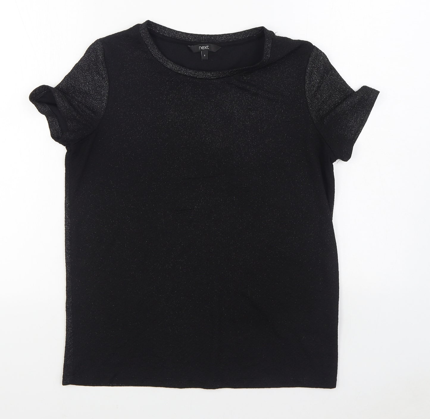 NEXT Womens Black  Polyester Basic T-Shirt Size 8 Round Neck