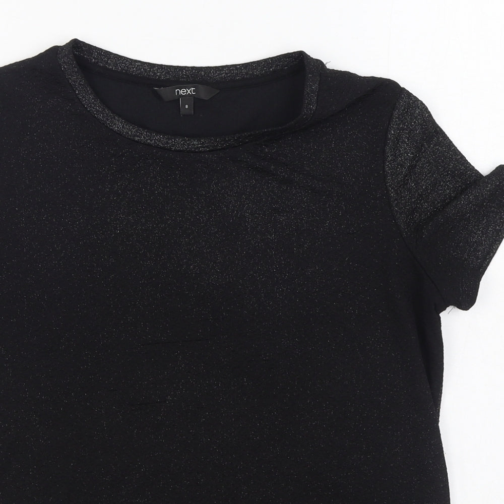 NEXT Womens Black  Polyester Basic T-Shirt Size 8 Round Neck