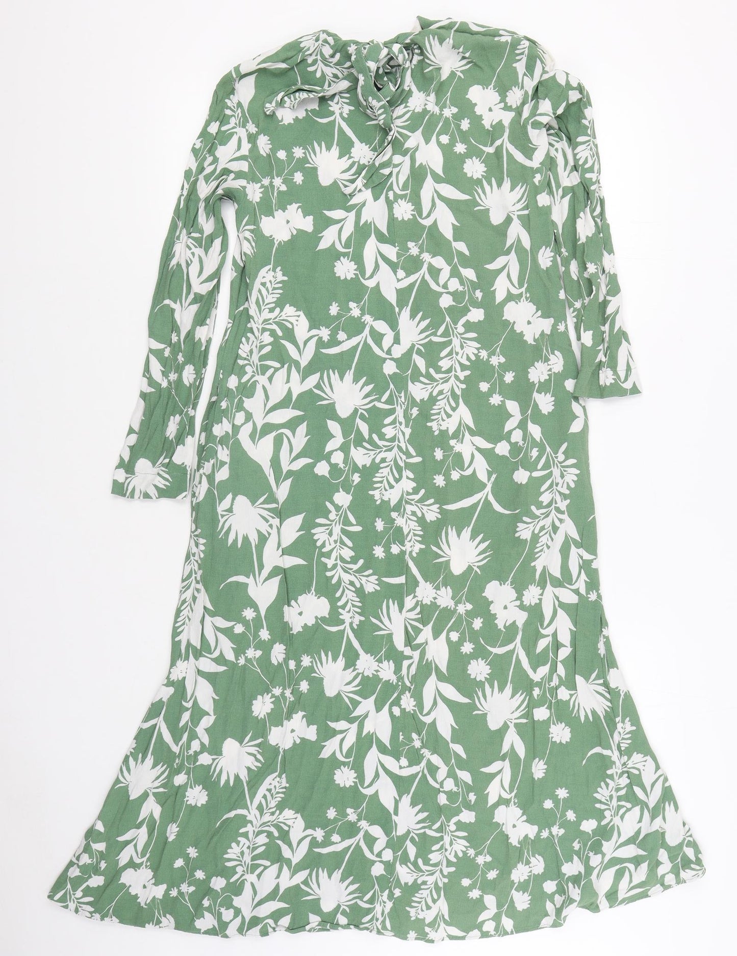 Marks and Spencer Womens Green Floral Viscose A-Line  Size 8  Round Neck Pullover