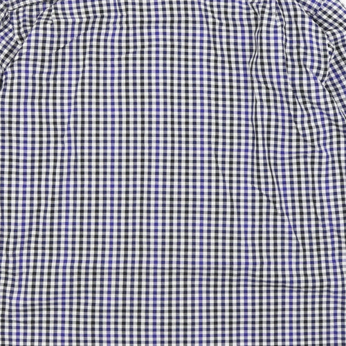 Pretend Mens Blue Plaid Cotton  Button-Up Size M Collared Button