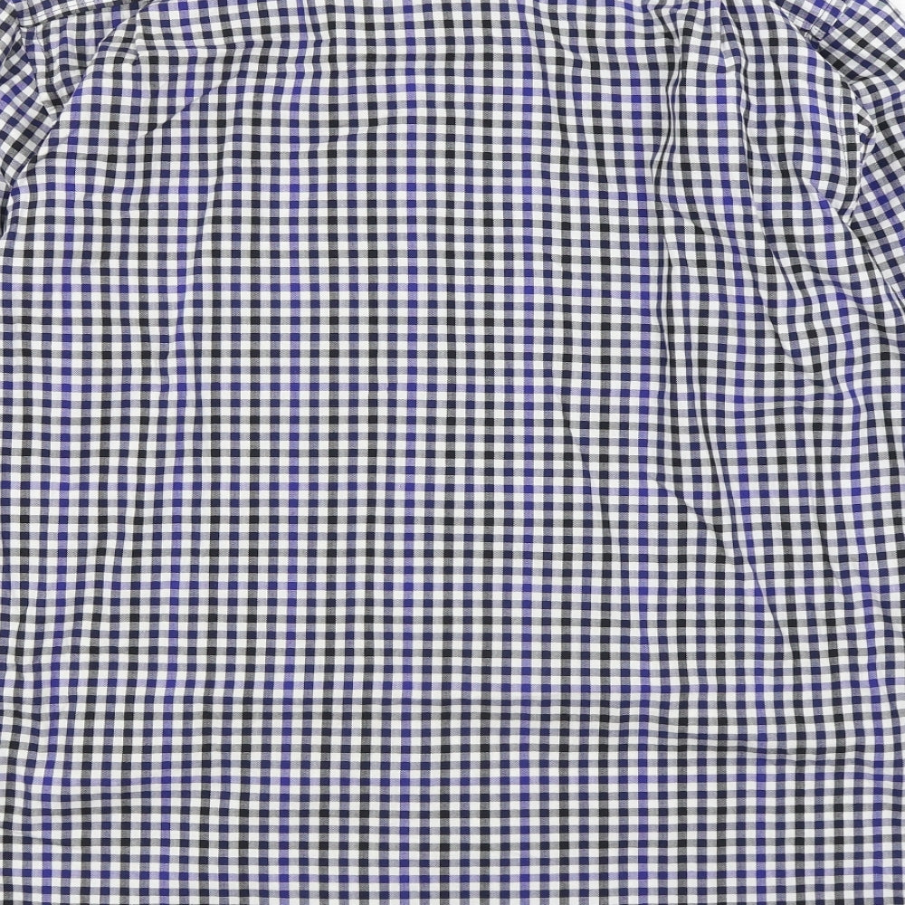 Pretend Mens Blue Plaid Cotton  Button-Up Size M Collared Button