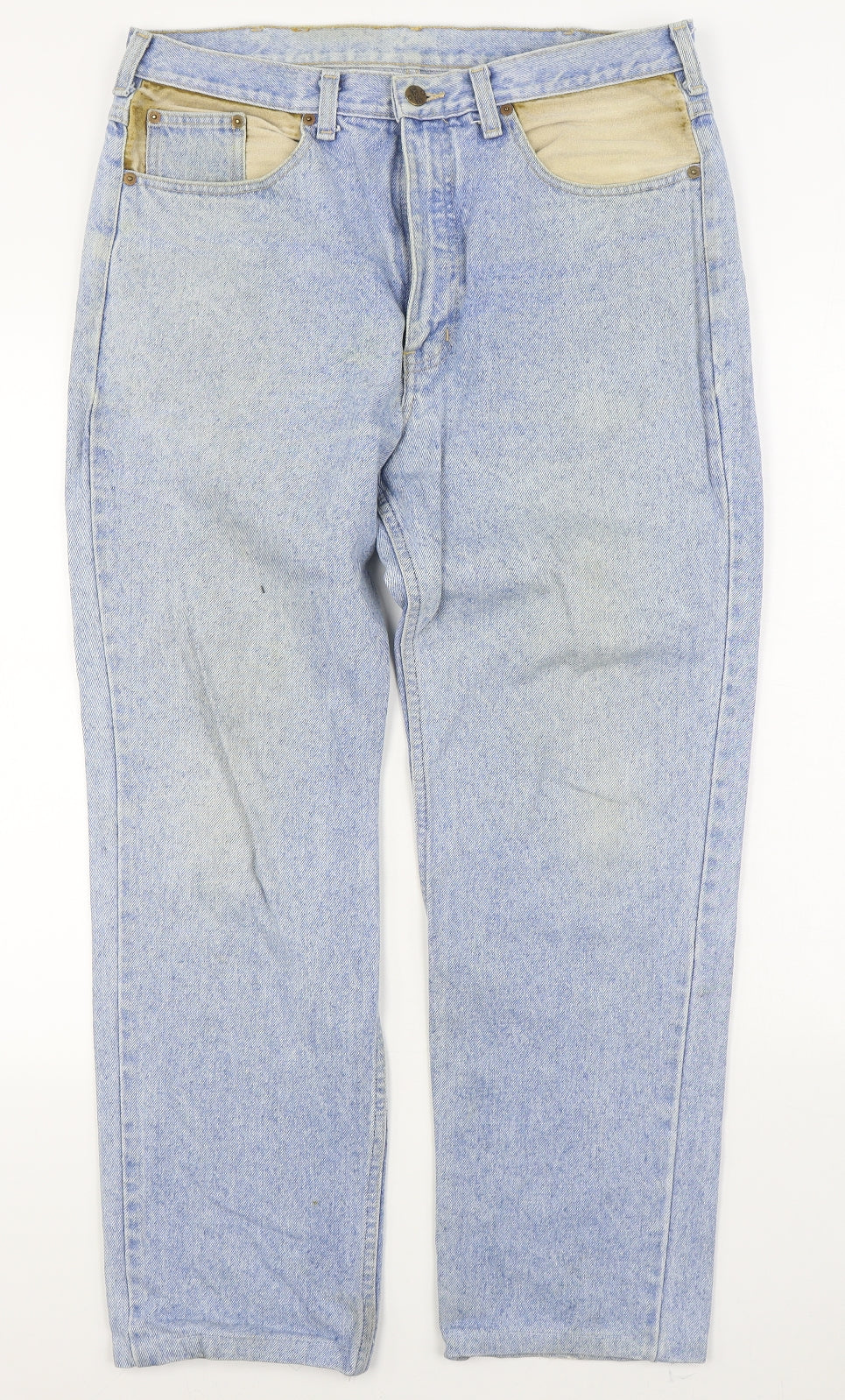 Authentic Basso Jeans Mens Blue  Cotton Straight Jeans Size 36 in L30 in Regular Zip