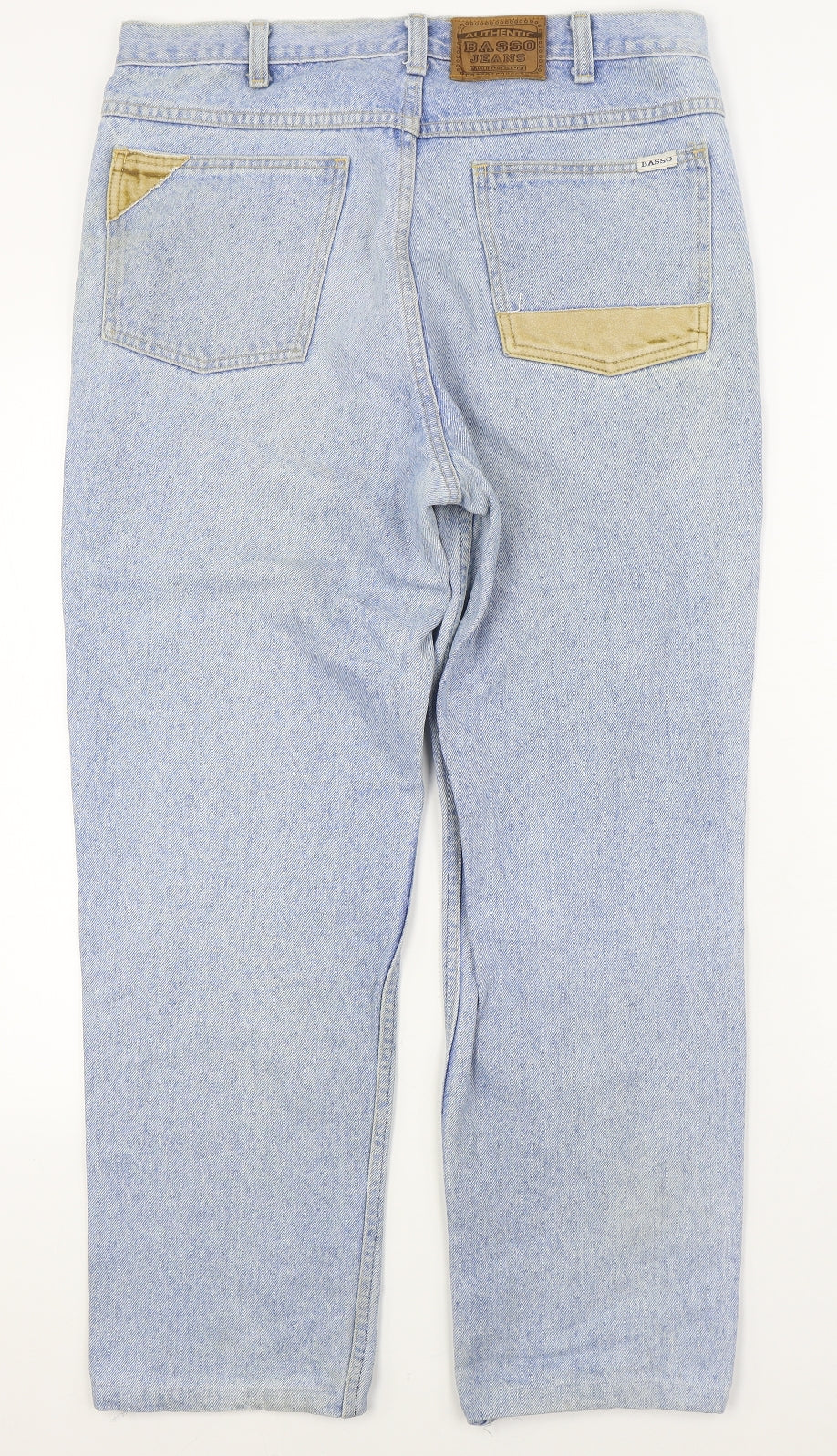 Authentic Basso Jeans Mens Blue  Cotton Straight Jeans Size 36 in L30 in Regular Zip