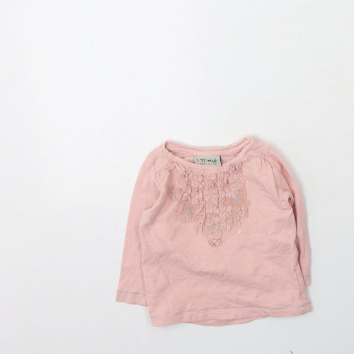 NEXT Girls Pink  Cotton Basic Casual Size 3-6 Months Round Neck
