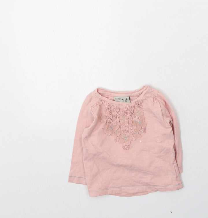 NEXT Girls Pink  Cotton Basic Casual Size 3-6 Months Round Neck