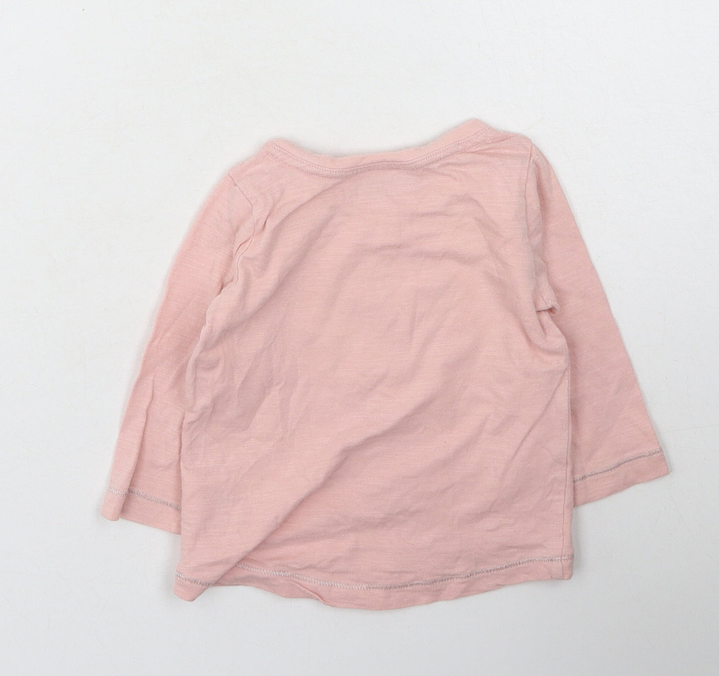 NEXT Girls Pink  Cotton Basic Casual Size 3-6 Months Round Neck