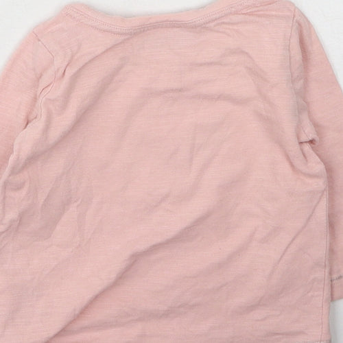 NEXT Girls Pink  Cotton Basic Casual Size 3-6 Months Round Neck