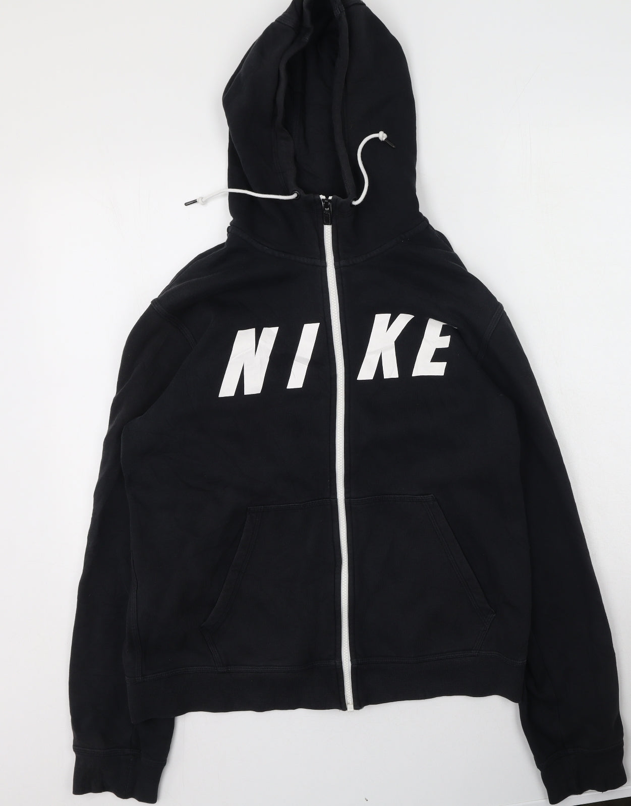 Nike  Mens Black Round Neck  Cotton Full Zip Jumper Size M