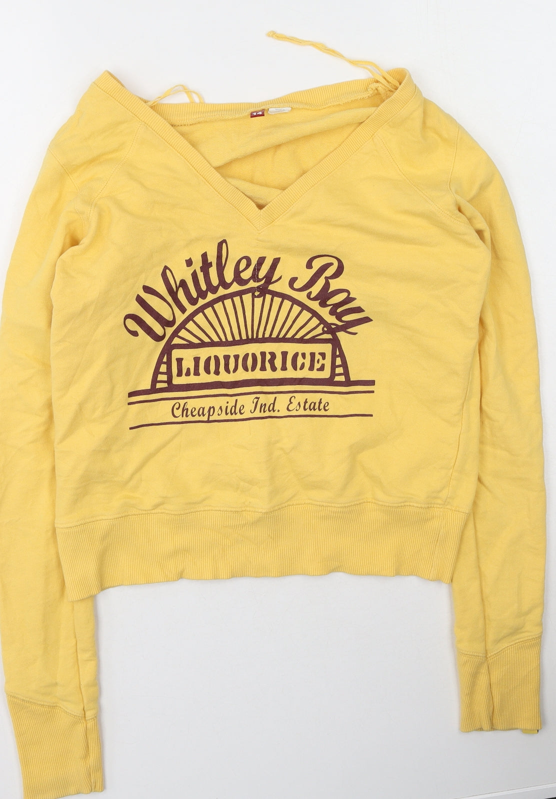 Divided Womens Yellow  Cotton Pullover Sweatshirt Size 14