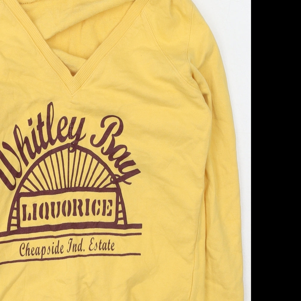 Divided Womens Yellow  Cotton Pullover Sweatshirt Size 14