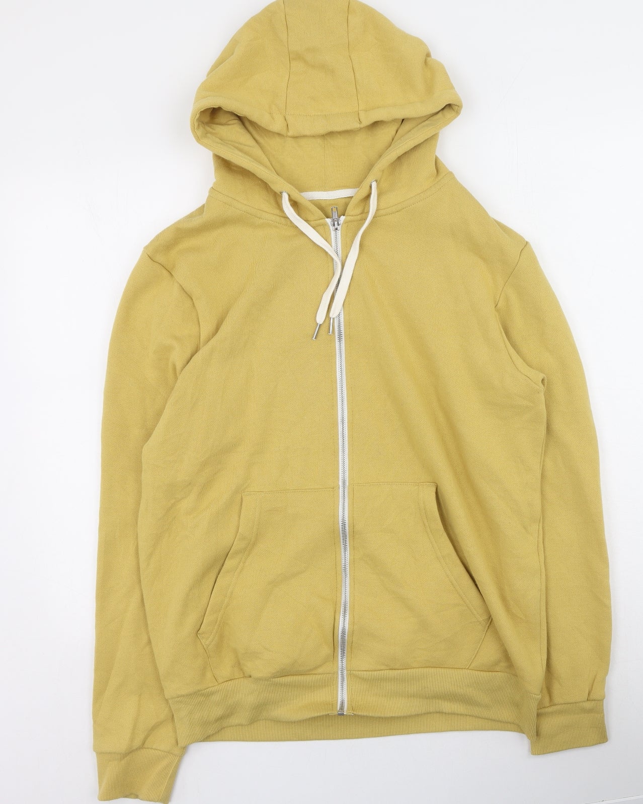 Primark Mens Yellow Round Neck  Cotton Full Zip Jumper Size L