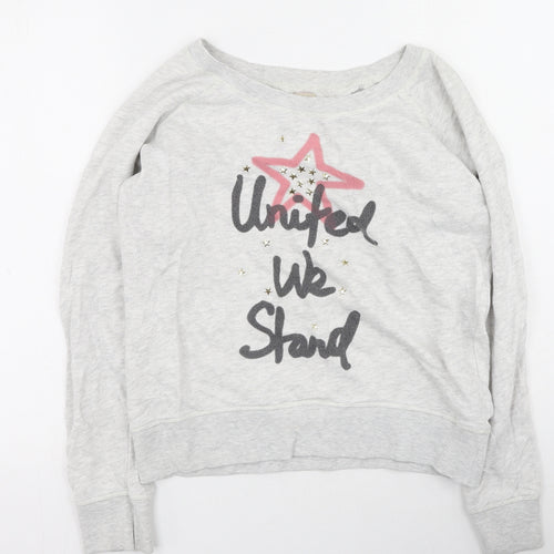 Only Womens Grey  Cotton Pullover Sweatshirt Size L
