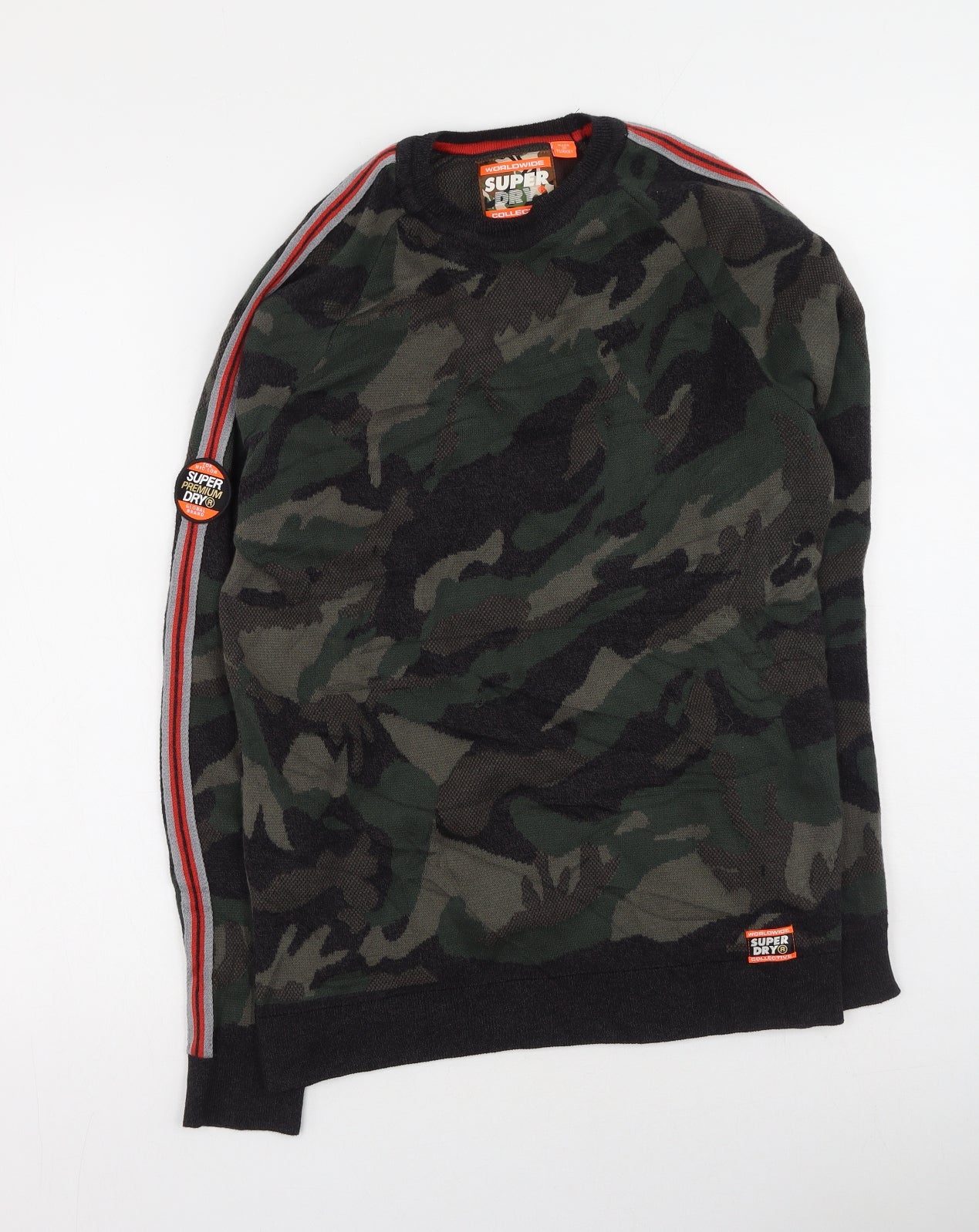 Superdry Womens Multicoloured Round Neck Camouflage Cotton Pullover Jumper Size S
