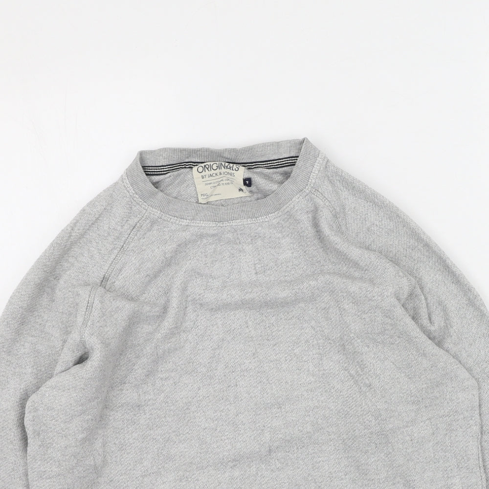 JACK & JONES Mens Grey  Cotton Pullover Sweatshirt Size M
