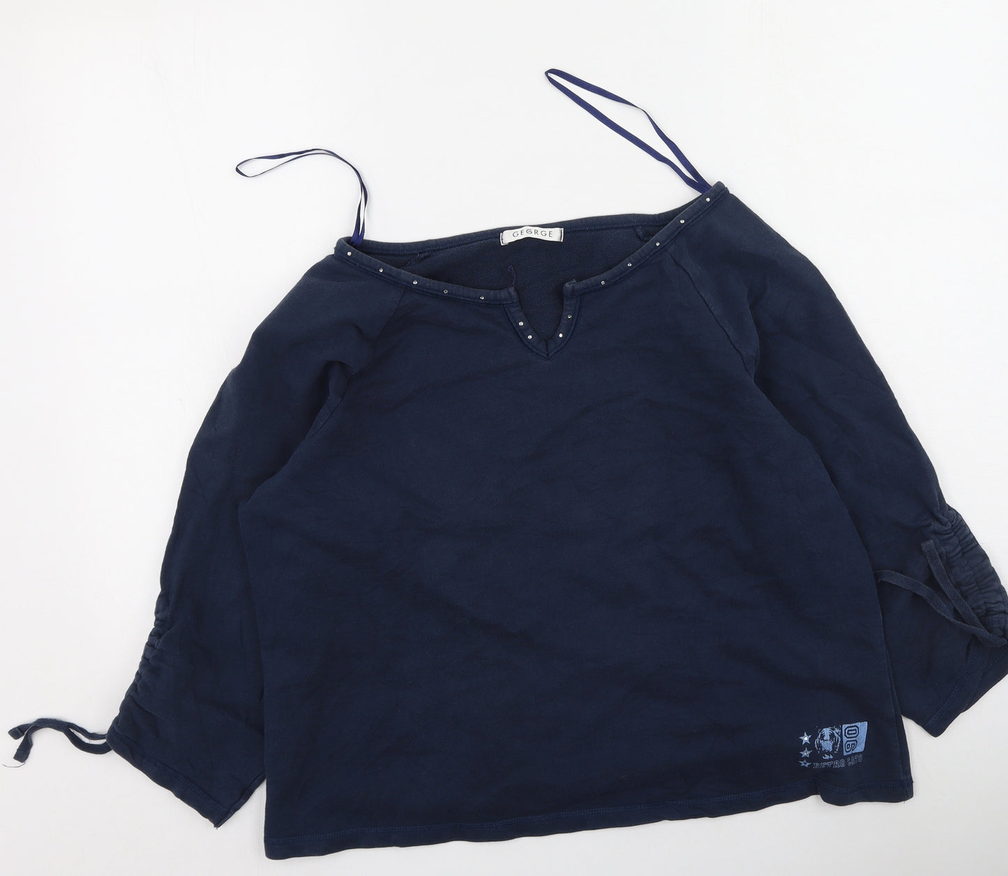 George  Womens Blue  Cotton Basic T-Shirt Size 20 V-Neck
