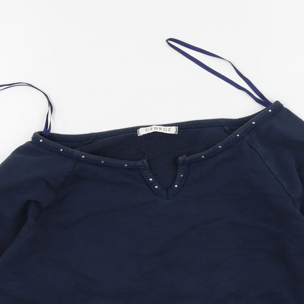 George  Womens Blue  Cotton Basic T-Shirt Size 20 V-Neck