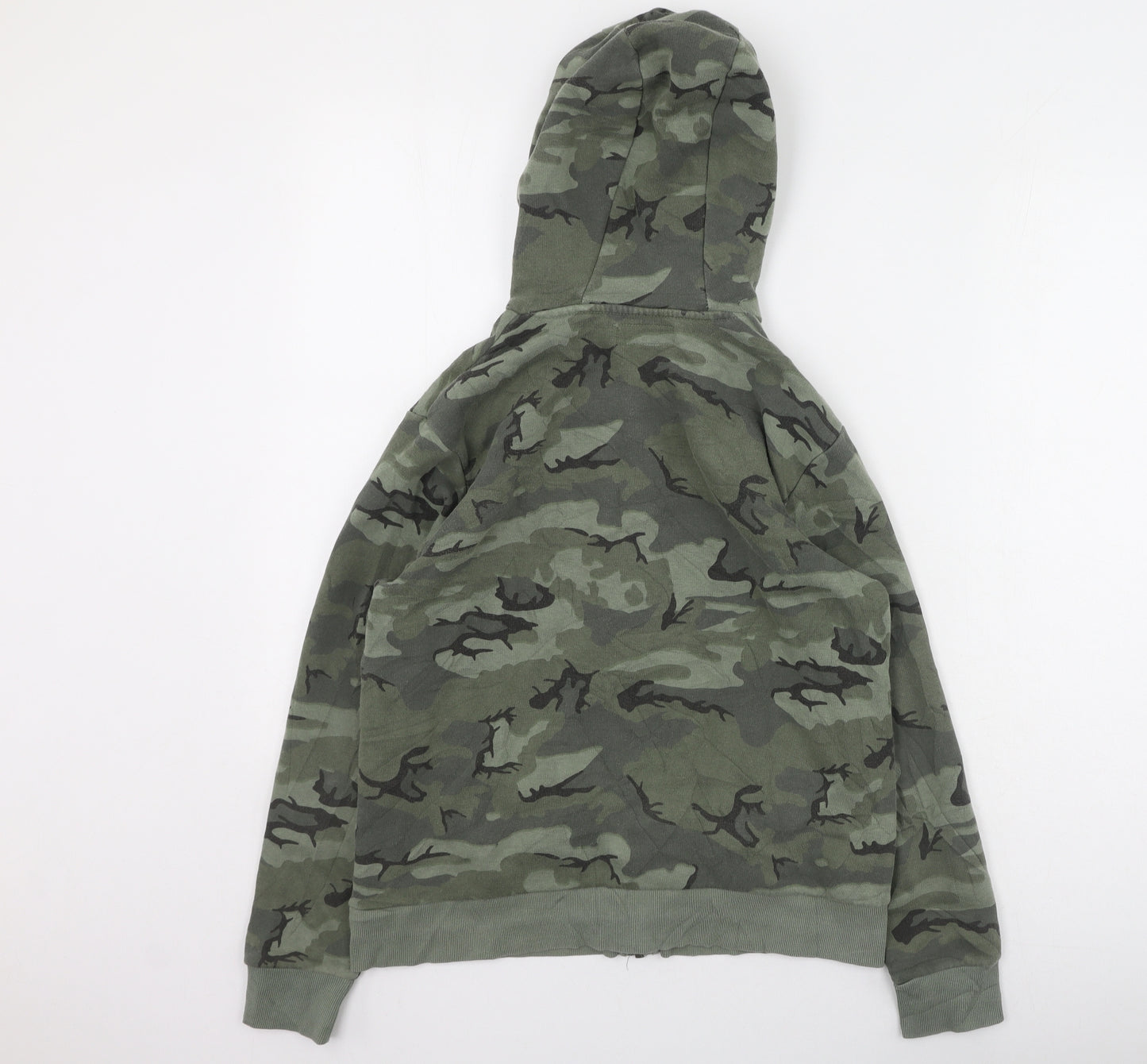 NEXT Boys Green Round Neck Camouflage Cotton Full Zip Jumper Size 12 Years