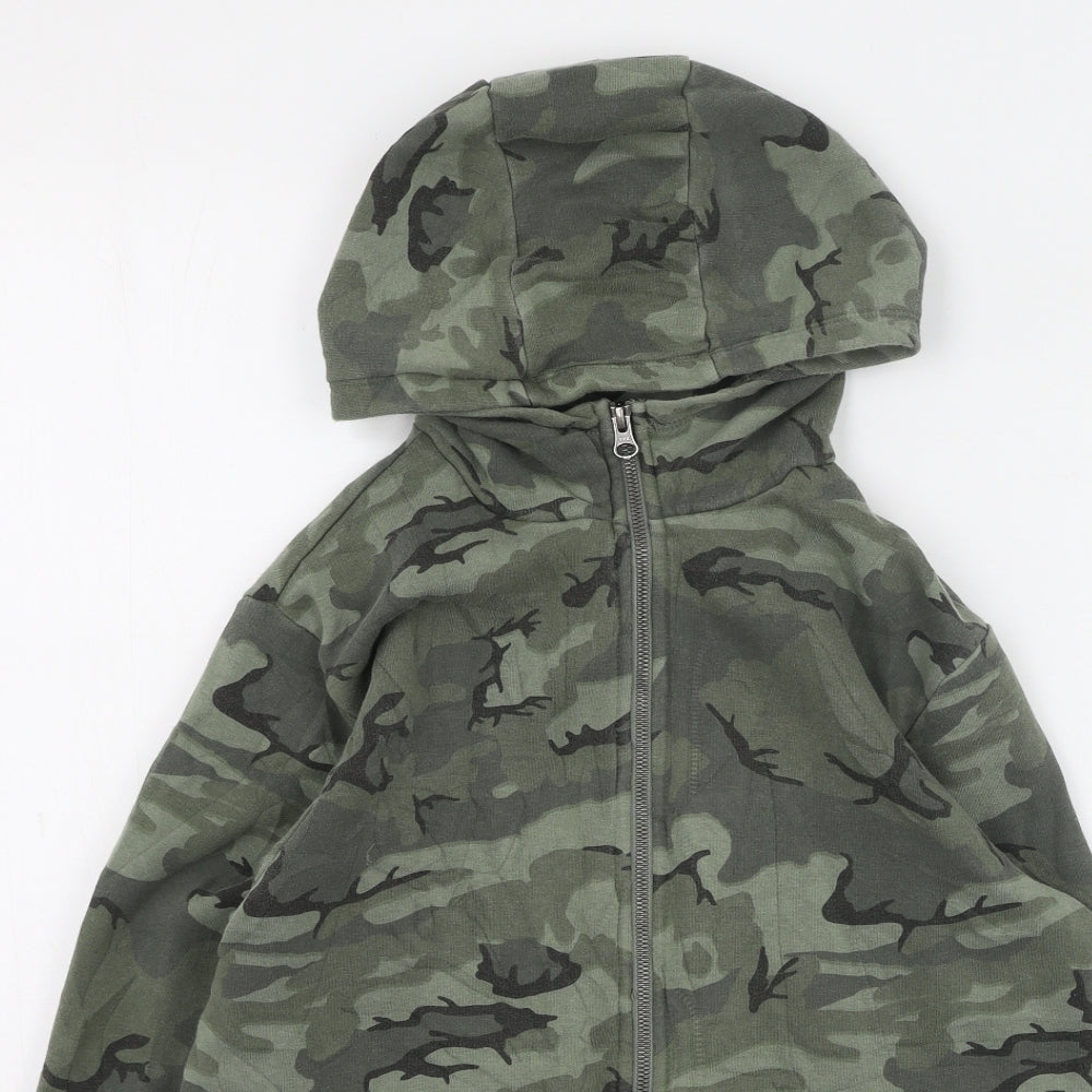 NEXT Boys Green Round Neck Camouflage Cotton Full Zip Jumper Size 12 Years