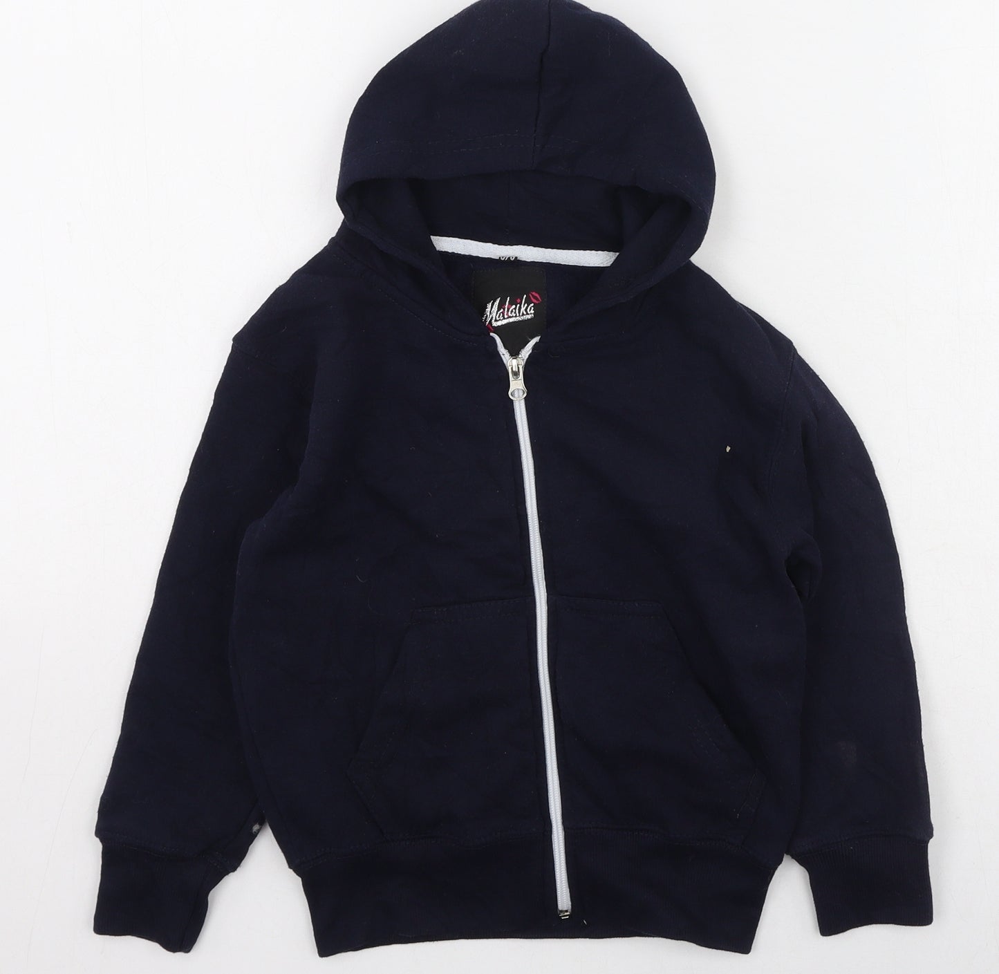 MALIKA Boys Blue Round Neck  Cotton Full Zip Jumper Size 5-6 Years