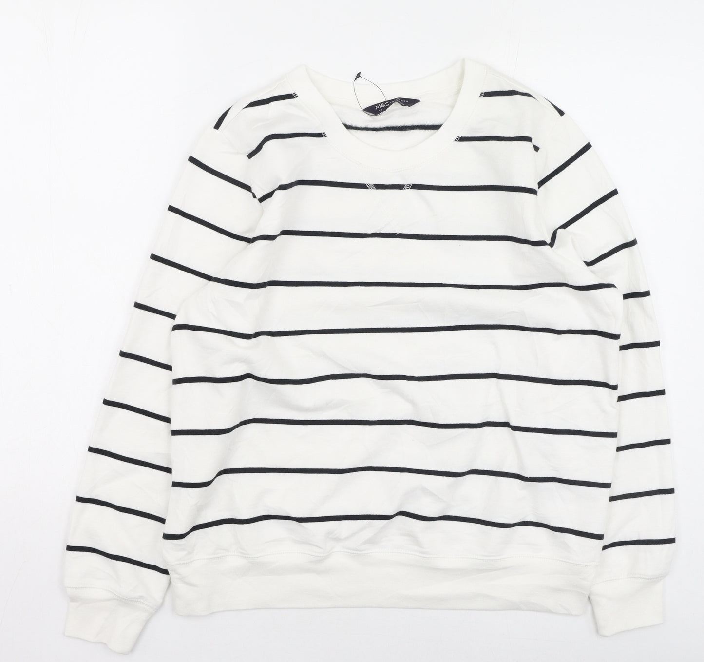 Marks and Spencer Mens Multicoloured Striped Polyester Pullover Sweatshirt