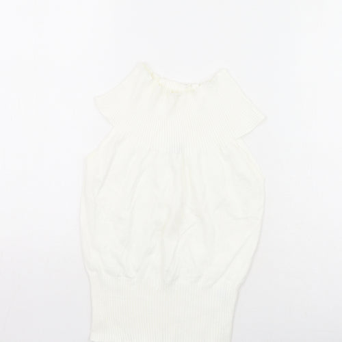 Oasis Womens Ivory High Neck  Viscose Pullover Jumper Size 12