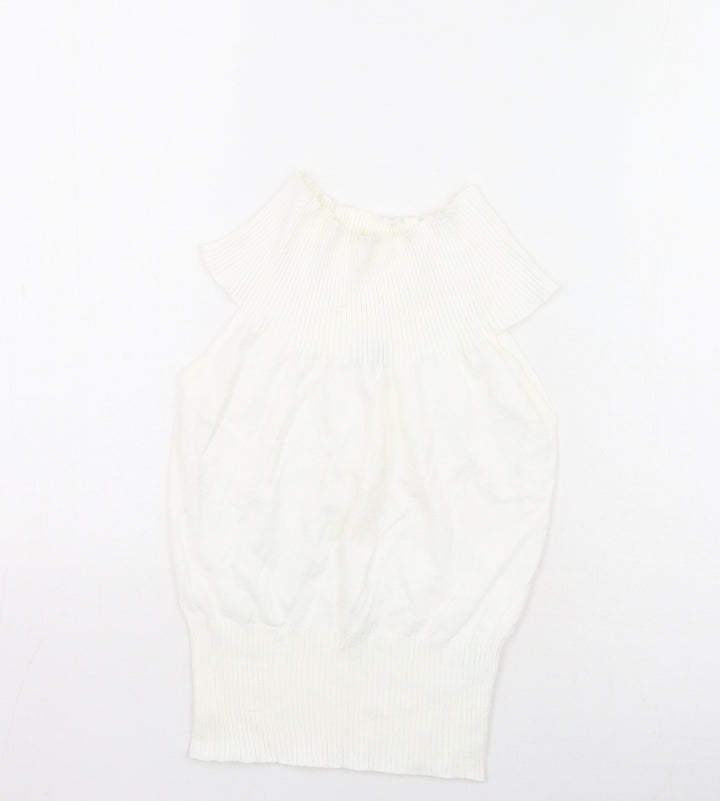 Oasis Womens Ivory High Neck Viscose Pullover Jumper Size 12