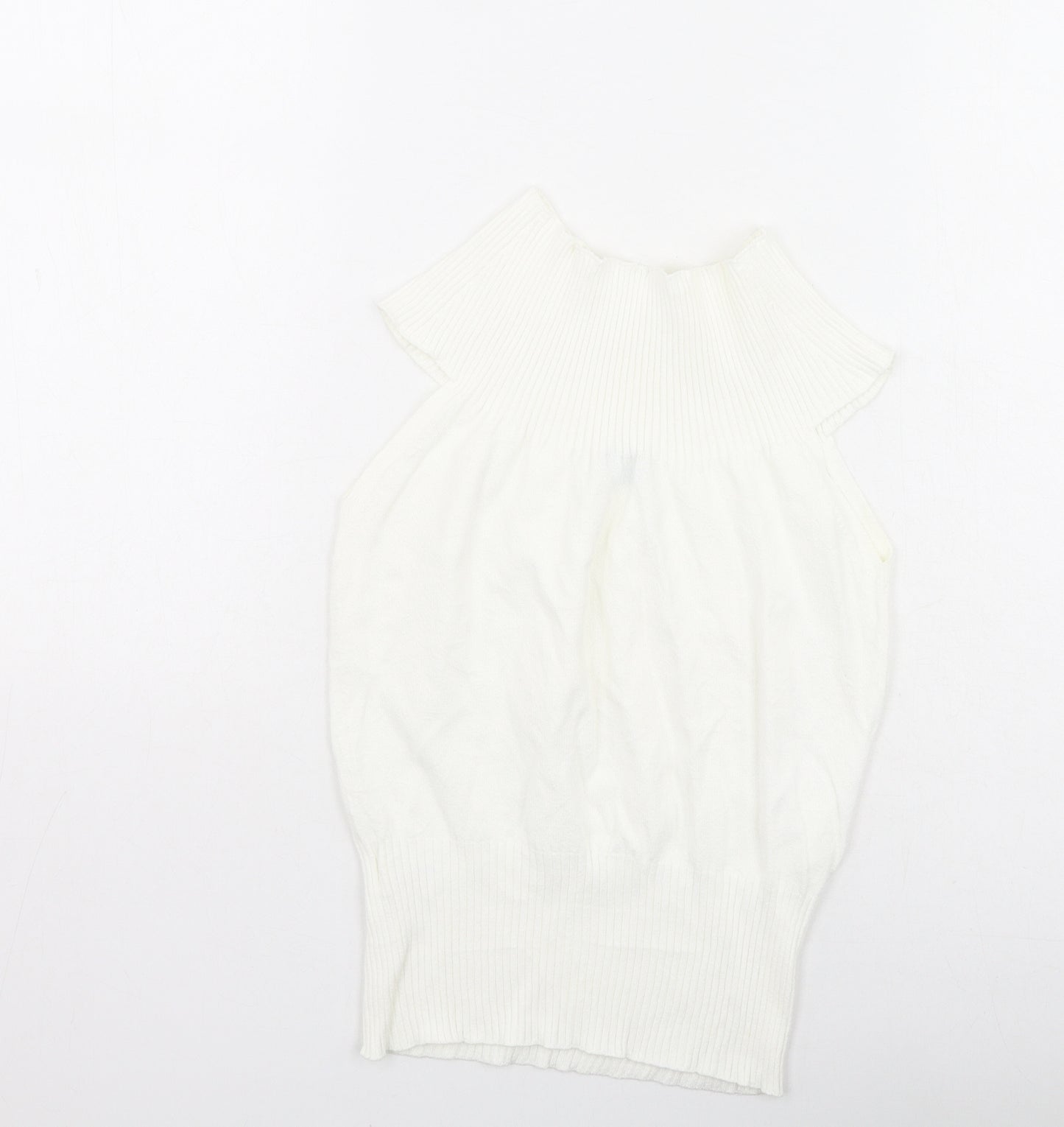 Oasis Womens Ivory High Neck  Viscose Pullover Jumper Size 12