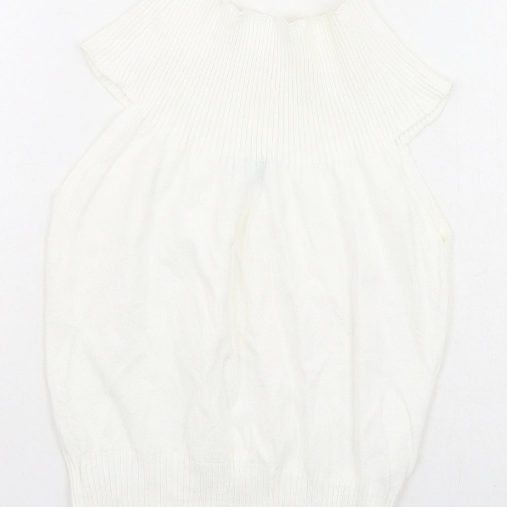 Oasis Womens Ivory High Neck  Viscose Pullover Jumper Size 12