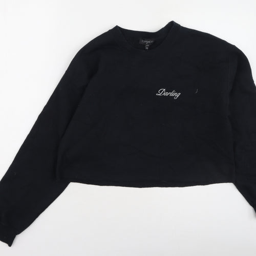 Topshop Womens Black  Polyester Pullover Sweatshirt Size M