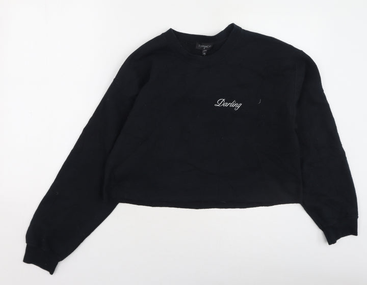 Topshop Womens Black  Polyester Pullover Sweatshirt Size M