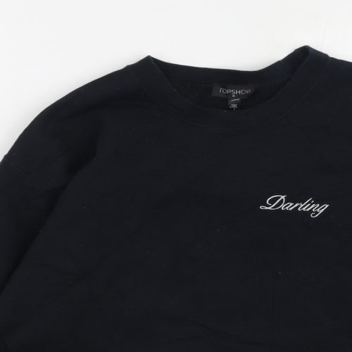 Topshop Womens Black  Polyester Pullover Sweatshirt Size M