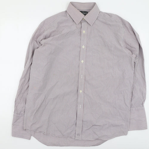 Savile Row Mens Multicoloured Plaid Cotton  Button-Up Size 42 Collared